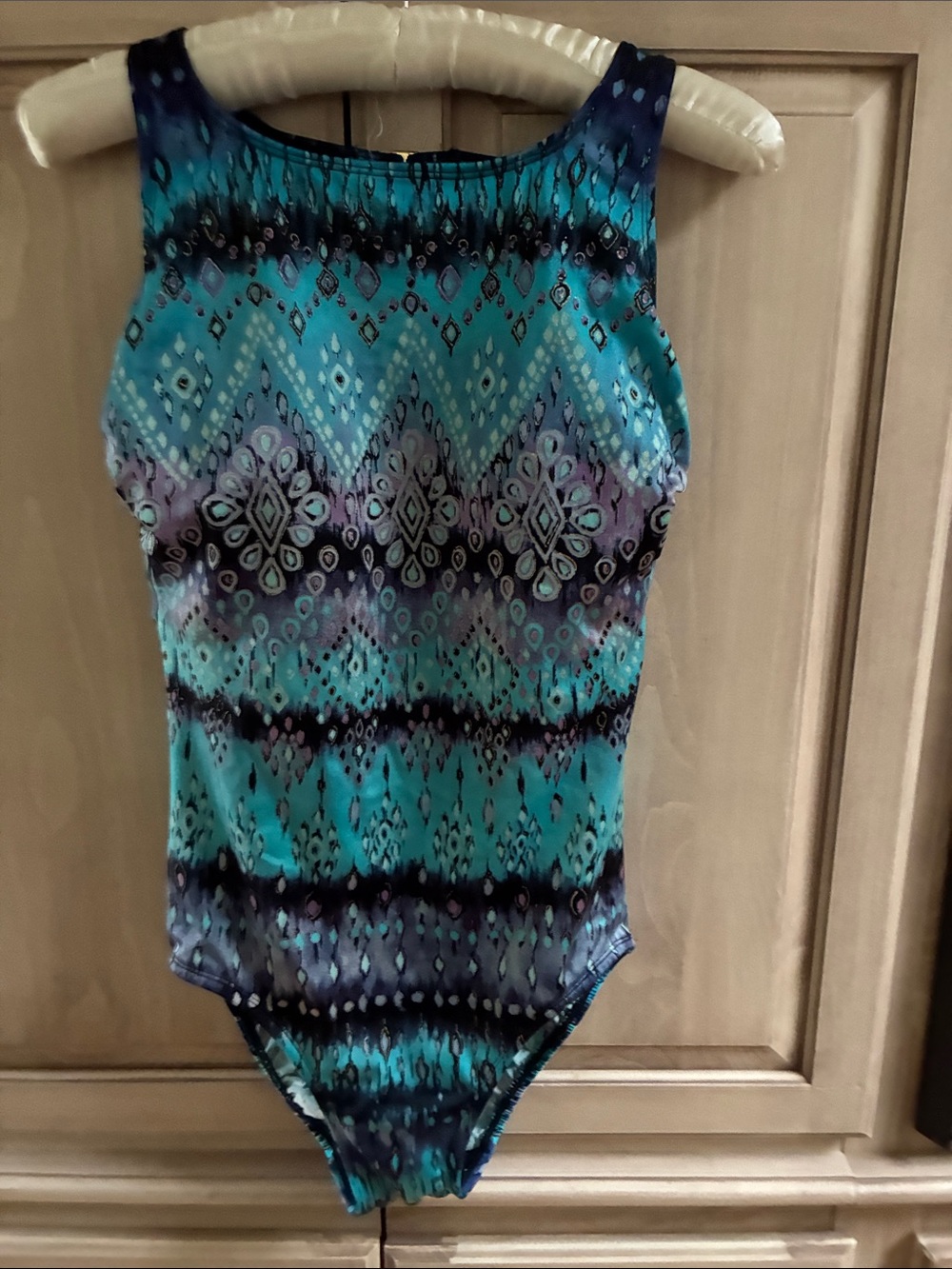 Women’s teal Purple One-Piece Swimsuit Sz 12 Longitude
